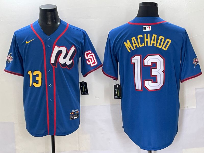 Men San Diego Padres #13 Machado Blue All star Nike MLB Jersey style 5